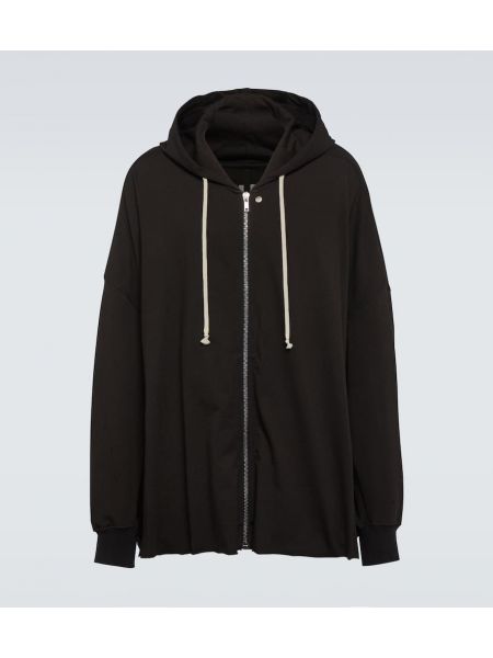 Överdimensionerad jersey bomull hoodie Rick Owens svart