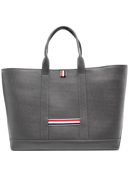 Læder shopping bag Thom Browne grå