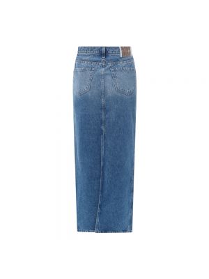 Spódnica jeansowa na guziki Mother niebieska
