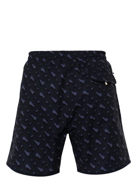 Shorts à imprimé à motif géométrique Boss bleu