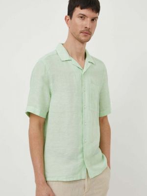 Lněná košile Calvin Klein zelená