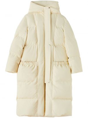 Пухено ватирано палто с качулка Jil Sander бяло