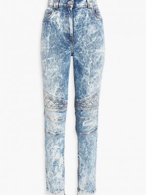 Синие стеганые джинсы с высокой талией слим Balmain