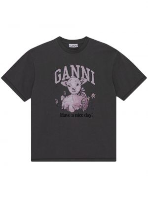 Pamut póló nyomtatás Ganni