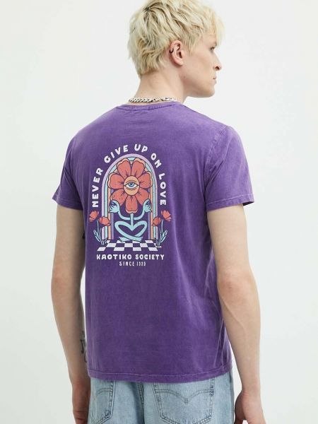 Koszulka bawełniana z nadrukiem Kaotiko fioletowa