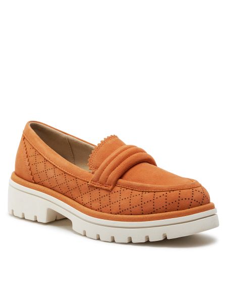 Nizki čevlji iz semiša Caprice oranžna
