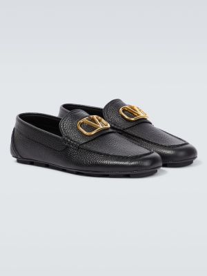 Leder loafer Valentino Garavani schwarz