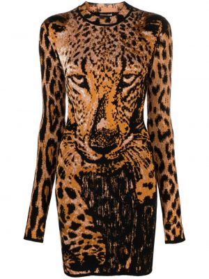 Rochie lunga cu imagine cu model leopard Roberto Cavalli
