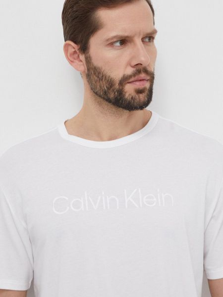 Тениска с дълъг ръкав с апликация Calvin Klein Underwear бяло