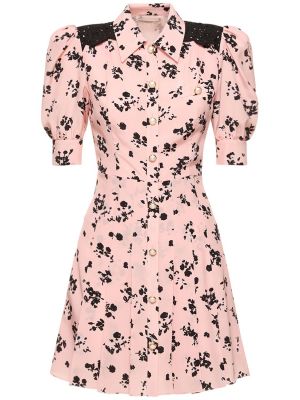 Μεταξωτή μini φόρεμα με κοντό μανίκι Alessandra Rich ροζ