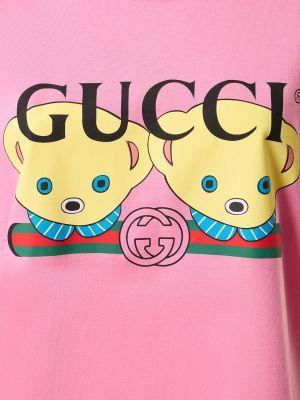Tricou din bumbac din jerseu Gucci roz