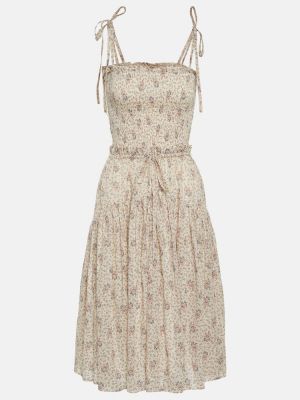 Bombažna midi obleka s cvetličnim vzorcem Polo Ralph Lauren