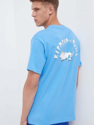 Koszulka bawełniana z nadrukiem Puma niebieska