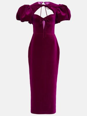 Žametna midi obleka iz rebrastega žameta Rasario vijolična