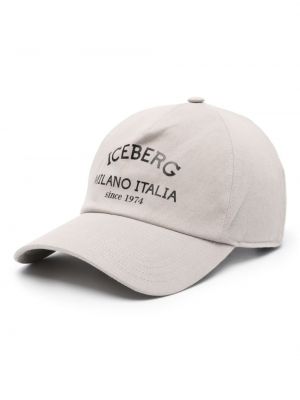Памучна шапка с козирки с принт Iceberg сиво
