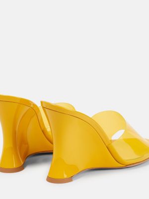 Papuci tip mules cu pană Gianvito Rossi galben