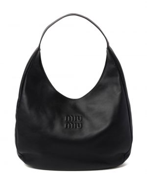 Kožená nákupná taška Miu Miu čierna