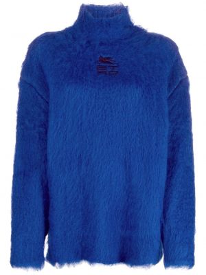 Haftowany sweter Etro niebieski