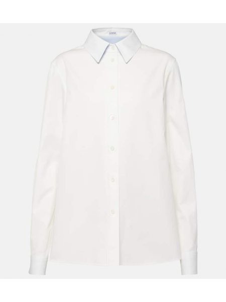 Bavlněná saténová košile Loewe bílá
