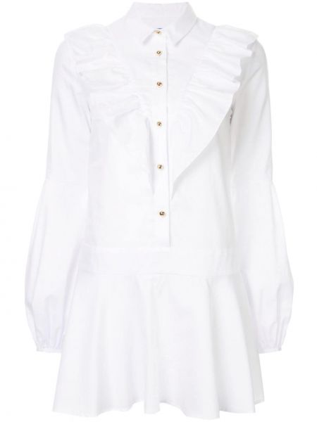 Bavlněné mini šaty s dlouhými rukávy Macgraw - bílá