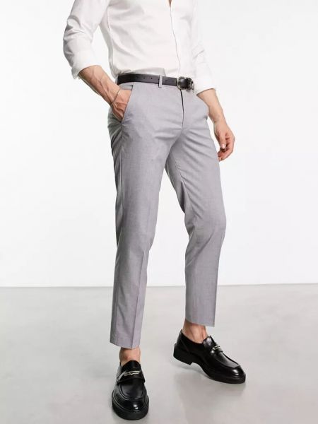 Элегантные приталенные брюки Selected Homme серые