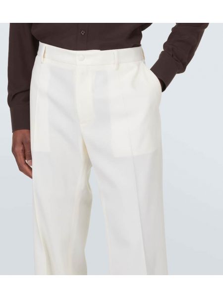 Volnene ravne hlače Dolce&gabbana bela