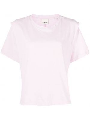 Pliszírozott póló Isabel Marant rózsaszín