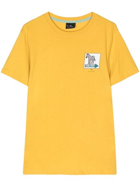 Тениска с принт с принт зебра Ps Paul Smith жълто