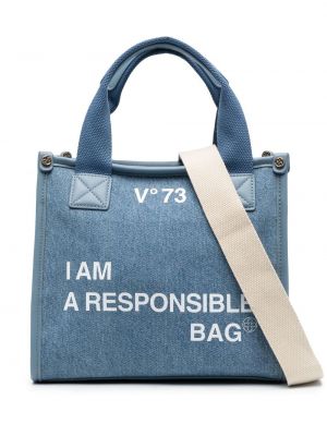 Shopper handtasche mit print V°73 blau