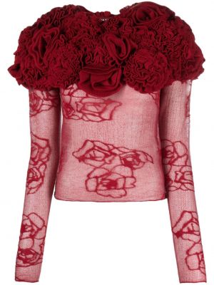 Мрежест пуловер на цветя Bimba Y Lola червено
