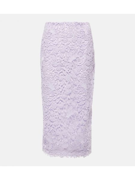 Čipkovaná midi sukňa Carolina Herrera fialová