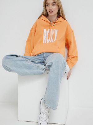 Bluza z kapturem z nadrukiem Roxy pomarańczowa