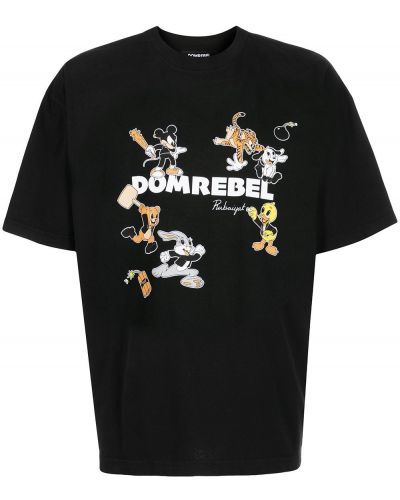 Тениска с принт Domrebel черно