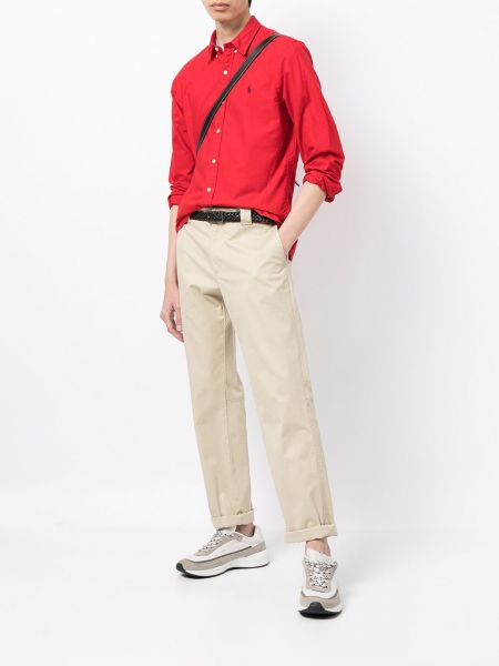 Camisa con bordado con bordado con bordado Polo Ralph Lauren rojo