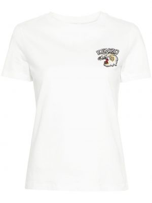 Koszulka bawełniana w tygrysie prążki Kenzo biała