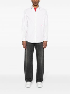 Bavlněná košile s výšivkou se srdcovým vzorem Moschino bílá