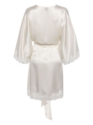 Jedwabna satynowa sukienka koronkowa Carine Gilson biała