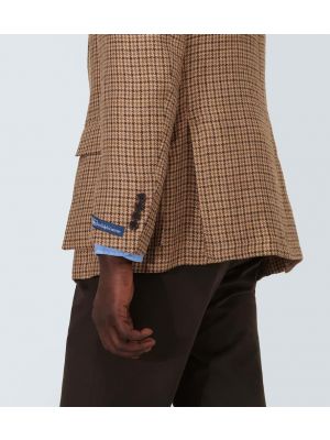 Svilen laneni blazer Polo Ralph Lauren rjava