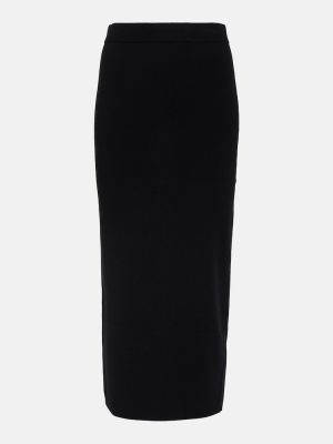 Vlnená midi sukňa s vysokým pásom z merina Dorothee Schumacher čierna