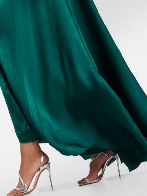 Drapované saténové midi šaty Costarellos zelená