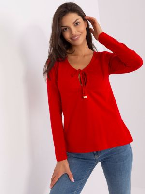 Блуза с дълъг ръкав Fashionhunters червено