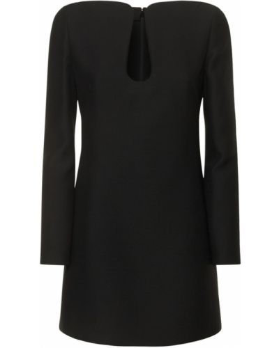 Krepové hodvábne vlnené mini šaty Valentino čierna