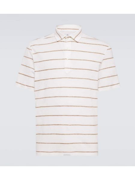 Dryžuotas medvilninis lininis polo marškinėliai Brunello Cucinelli