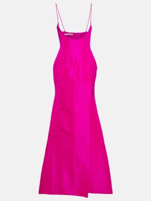 Sukienka długa z kryształkami Laquan Smith różowa