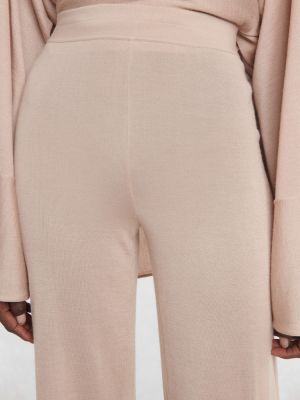 Kašmírové rovné kalhoty s vysokým pasem Alaã¯a růžové