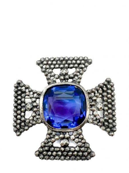 Brosche mit kristallen Jennifer Gibson Jewellery blau