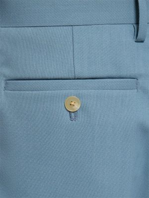 Plisované vlněné kalhoty Auralee modré