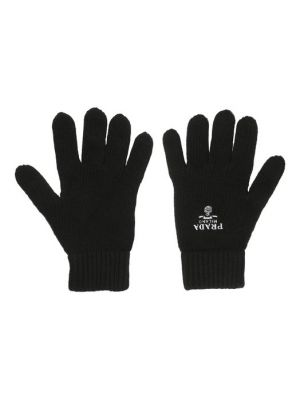 Кашемировые шерстяные перчатки Prada черные