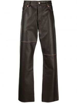 Pantaloni dritti di pelle Mm6 Maison Margiela marrone