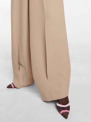 Voľné nohavice s vysokým pásom Fendi béžová